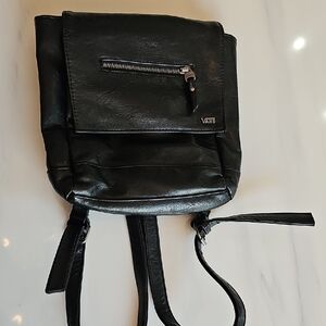 Vans Black Leather Mini Backpack